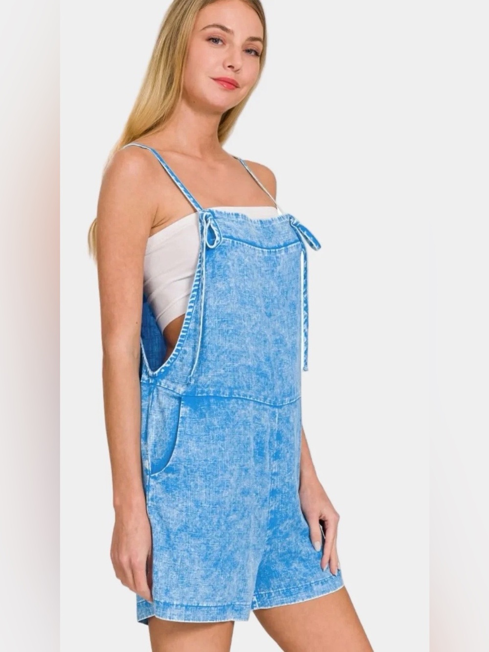 Zenana-Washed Linen Knot Strap
Romper / DEEP SKY - Picture 2 of 4